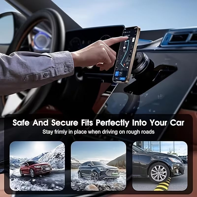 Vacuum Magnetic Suction Cup Phone Mount with 360 Degree Rotation, Handsfree Magnetic Suction Phone Holders for Car/Smooth Surface/Travel/Gym/Home/Office, Compatible with iPhone 16/15/14/13