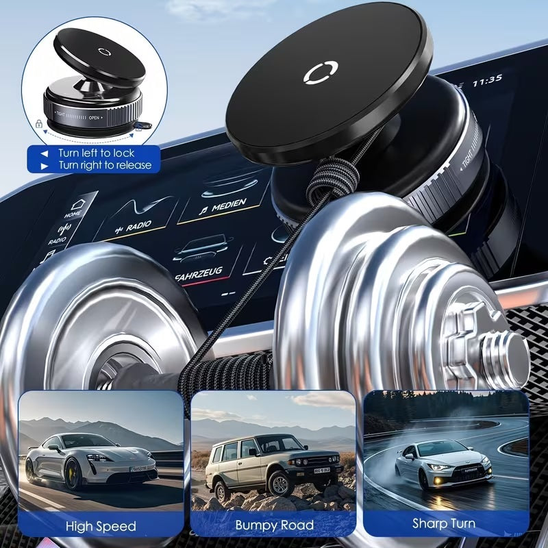 Vacuum Magnetic Suction Cup Phone Mount with 360 Degree Rotation, Handsfree Magnetic Suction Phone Holders for Car/Smooth Surface/Travel/Gym/Home/Office, Compatible with iPhone 16/15/14/13