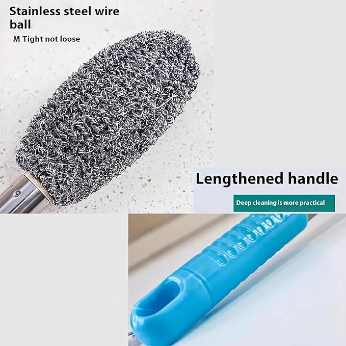 Long Handle Bottle Cleaning Brush – Stainless Steel Scrubber Pack of 2 (random color)