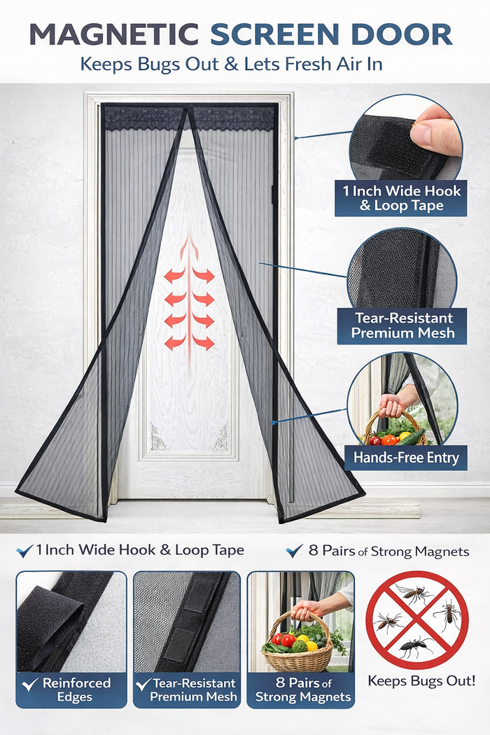 Mesh Screen Net Home Magnetic Foldable Anti Mosquito Door Curtains 100*210CM which fits to Door Size - 7 Feet - CL-MA-785
